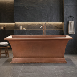 Meilleure vente Baignoire moderne en cuivre vieilli Double Pantoufle simple Bain à remous autoportant Design ovale Style de trempage pour les villas - Product Image 2