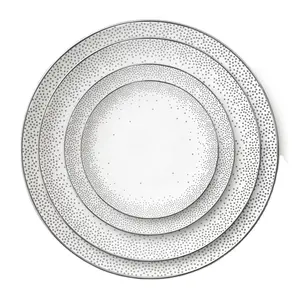Надежный качественный фарфоровый набор посуды, креативные пищевые контейнеры для ресторана, роскошная белая керамическая посуда популярного дизайна