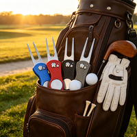 Outil de réparation de divots de golf noir à livraison rapide avec marqueur magnétique laser – Cadeau de bienvenue exclusif pour les membres du club de golf – Outil de réparation de divots de golf