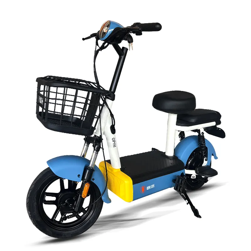 OPAI Vélo de ville électrique 48V 350W bon marché Mini scooter pour adulte de 10 pouces Vélo à moteur électrique avec 2 places pour femme