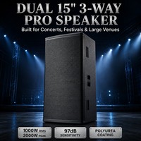 Altavoz Profesional de 15 Pulgadas, 3 Vías, Rango Completo, Metálico, 2000W, Resistente al Agua, con Pintura de Poliurea, para Exteriores, Line Array, Audio, Escenario, Conciertos en Vivo