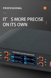 Sistema Professionale di Microfoni Wireless UHF a 4 Canali con Doppio Microfono Palmare Dinamico Cardioide in Metallo e Plastica - Product Image 3