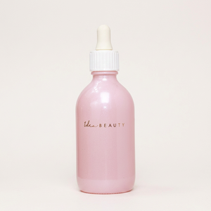 Décoration personnalisée Flacons compte-gouttes en verre de 100ml à paillettes roses pour soins de la peau pour sérum vitaminé et huile d'essence - Product Image 1