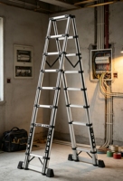 Échelle télescopique en aluminium antidérapante pour charges lourdes, échelle pliable pour réparation électrique et décoration de bâtiments
