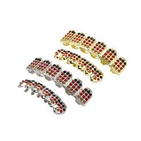 Grillz dentaire en cuivre tendance, serti de zircone cubique colorée, unisexe, pour le hip-hop et les soirées