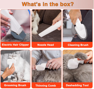 베스트셀러 6-in-1 강아지&고양이 그루밍 진공청소기 키트 (충전식 클리퍼, 6가지 가이드 빗, 플라스틱 재질) - Product Image 3