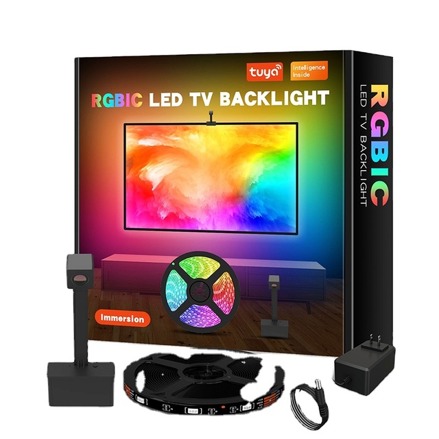 LED RGBIC WIFI TV Backlights App Control with Camera Multicolor Music Sync TV Backlights Strip for 55-85 Inch PC LED Light Strip