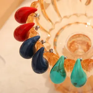 Brincos de resina grosso para mulheres, brincos de gota de água coloridos de alta qualidade, de alta qualidade, com detalhes grosso e colorido
