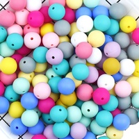 Perles de dentition en silicone, perles focales, bijoux souples pour bébé, sans BPA, 137 couleurs en stock, rondes de 15 mm, prix d'usine, vente en gros