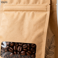 Sacs d'emballage pour café imprimés sur mesure avec film métallisé et sacs à huit soudures latérales, emballage en papier kraft sur mesure pour grains de café