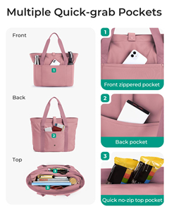 Foldable Tote Bag for Women Lightweight <b>Nylon</b> Quilted <b>Handbag</b> for Beach Work Business - Product Image 4