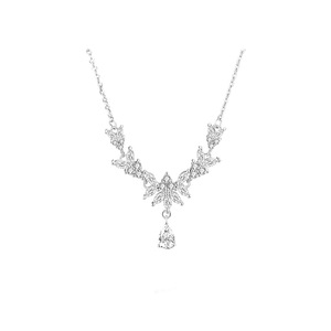**S925 <b>Sterling</b> <b>Silver</b> Sparkling Cubic Zirconia Drop <b>Necklace</b> Luxury Wedding Party Jewelry Gift For Women Evening Dress Occasion - Product Image 1