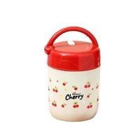Boîte à lunch isotherme en acier inoxydable 316 à motif cerise, tasses à petit-déjeuner/avoine, cuillère pliable, pour étudiants et employés de bureau