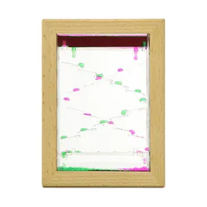 نموذج لساعة رملية خشبية ثلاثية الأبعاد من الزجاج بسائل للأطفال وتتميز بنمط إبداعي جديد