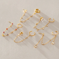 Boucles d'oreilles à clip avec pampilles pour femmes, bijoux fantaisie en gros, hypoallergéniques, en acier inoxydable plaqué or 18 carats avec incrustation de zircon
