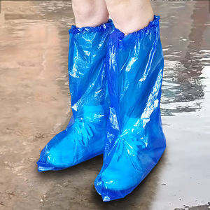 Disposable Waterproof Shoe Covers Thickened Long Outdoor Rainy Day Use White And Blue Solid Color Safety Foot Protection - Product Image 3