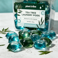 Capsules de lessive hydrosolubles à l'arbre à thé, parfum naturel d'arbre à thé, élimination profonde des taches, tissus frais, perles de parfum longue durée