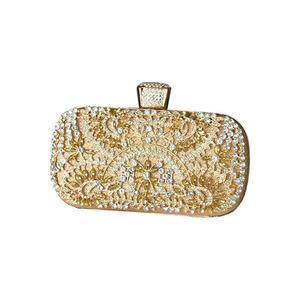 DAQI New Flower Crystal Stone Rhinestone <b>Chains</b> Evening Clutch Bag Zipper Closure Waterproof 3L+ Capacity for Women Party - Product Image 5