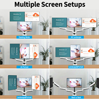 MOUNTUP Blanc 3 Bras de moniteur jusqu'à 32 pouces Écran Full Motion Ressort à gaz Triple Support de moniteur