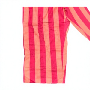 Pantalon Palazzo Droit Rayé Rose Pêche Coupe Classique Décontracté d'Été ODM Taille Élastique en Coton - Product Image 3