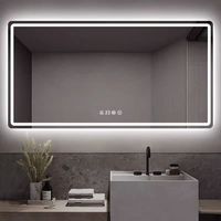 Hôtel intelligent LED salle de bain miroir rectangulaire sans cadre mur maquillage vanité anti-buée écran tactile capteur interrupteur conception graphique