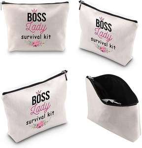 Pochette cosmétique personnalisée en toile de coton avec logo sérigraphié et fermeture éclair pour le rangement de gelée - Product Image 5