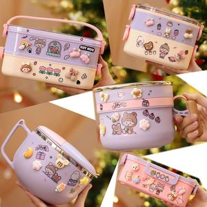 Hot Selling Lunch Box Wholesale High Quality Plastic Bento Box Food Containers BPA FREE Leakproof Cute Kids Bento Box - Product Image 6