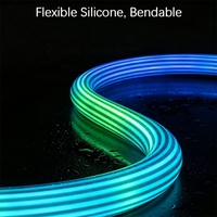 Tira de Luz LED Redonda Negra de 22 mm con 360° de Iluminación °   Funda de Silicona de Neón Flexible de Color Mágico Luminoso para Control Remoto, con Clasificación IP67