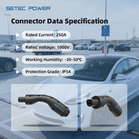Connecteur de charge EV NACS 250A 1000V DC, prise de charge rapide, connecteur standard Tesla pour véhicules électriques d'Amérique du Nord