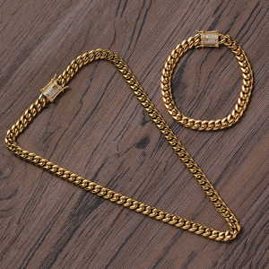 สร้อยคิวบา 8 มม. สร้อยคอสแตนเลส หัวเข็มขัดทองแดง สร้อยคิวบา แทนจิง - Product Image 4