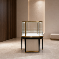 Vitrine de présentation de bijoux en verre hexagonal sur mesure pour les magasins de détail, les salles d'exposition et les projets d'exposition