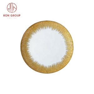Assiettes de décoration pour mariages, banquets, événements, plats de service de nourriture, assiettes de chargeur en verre doré et argenté, vente en gros - Product Image 2