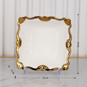 Arabic Pattern White <b>Ceramic</b> <b>Plate</b> with Gold Edge, Premium Tableware for Wedding & Catering - Product Image 2