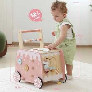 Passeggino e Girello 5 in 1 in Legno Decorato per Bambini - Ottimo per la Prima Infanzia - Product Image 2