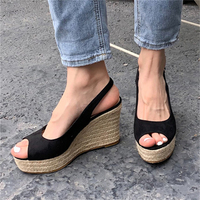 Femmes 2025 été poisson bouche Peep sandales nouvelle plate-forme à talons hauts fond épais respirant à la mode talon compensé pour plastique