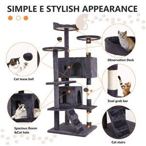 Fabricación Natural Paradise Climbing Tower Cat Trees & Scratcher Pets Lujoso Kratzbaum Cat Tree House - Product Image 5
