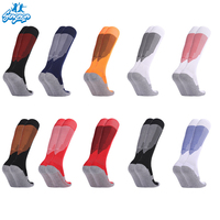 Chaussettes de football pour enfants et adultes, à semelle éponge, extensibles, sportives, hautes jusqu'au genou, tricotées, pour le sport
