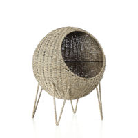 Nid pour chat en jonc de mer naturel, écologique, moderne, ventilé, robuste, facile à nettoyer, pour chatons et chats d'intérieur, salon