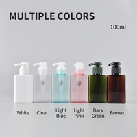 Flacon carré en plastique PETG transparent noir ambré de 100 ml pour emballage cosmétique, recyclable