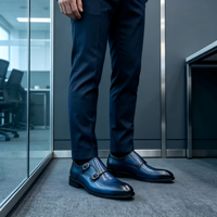 Chaussures Monk en cuir véritable de haute qualité avec boucle Mengke, chaussures habillées formelles, marron et noir, à bout pointu, faites à la main pour hommes