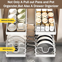 Organisateur coulissant pour casseroles et poêles sous l'armoire, support de rangement pour couvercles de casseroles avec séparateurs ajustables