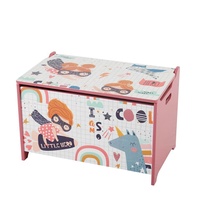 Boîte de rangement en bois pour enfants, banc de jouets meubles pour enfants rose filles grande boîte de rangement de jouets deux tiroirs en tissu