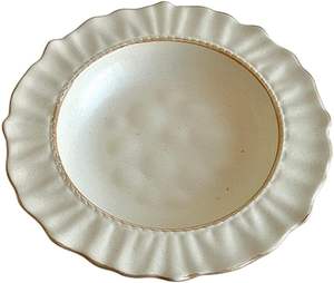 Assiette de salle à manger en dentelle en céramique Accueil Dîner Dessert profond Salade Assiette plate de couleur unie pour Restaurant Café Fête de famille - Product Image 6