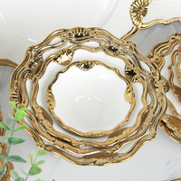 Nouvel ensemble de vaisselle de luxe en porcelaine dorée, service de table nordique avec bord doré, assiettes en céramique blanches pour mariage