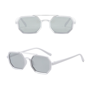 Lunettes de soleil polygonales résistantes aux UV pour hommes et femmes, lunettes de soleil rétro à double barre, mode rétro - Product Image 3