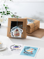 Boîtes à gâteaux carrées rigides en carton ondulé personnalisées avec fenêtre transparente, emballage alimentaire recyclable, emballage cadeau, emballage de biscuits avec logo personnalisé