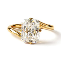Bague tendance pour femme en argent sterling 925 plaqué or rhodié avec zircone cubique 5A – Bijou de fête élégant
