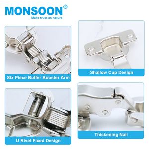 Charnières à fermeture en douceur 3D robustes de haute qualité charnière de garde-robe en fer encastré indivisible entrée scolaire de bureau à domicile - Product Image 2