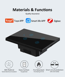 Tuya Zigbee 2 Bende Smart Gehard Glas Wand Touch Panel Schakelaar Afstandsbediening 10a Enkele Brand Abs Neutraal Licht Aan/Uit-Schakelaar - Product Image 3