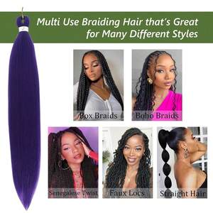 Ex155 Lot de trois tresses synthétiques violet foncé de 30 pouces, à pointe en U, cheveux raides, pour femmes et filles - Product Image 5